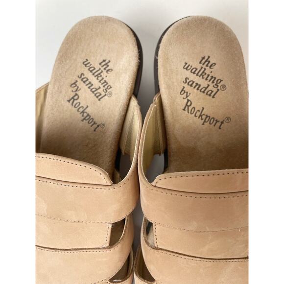 Rockport Sandals Womens 8.5 M Tan Nubuck Leather Wedge Walking Comfort Shoes - Picture 8 of 8